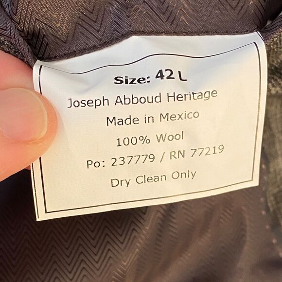 Joseph Abboud Blazer Men 42L Wool Gray Glen Plaid 2 Button Jacket - Picture 4 of 15